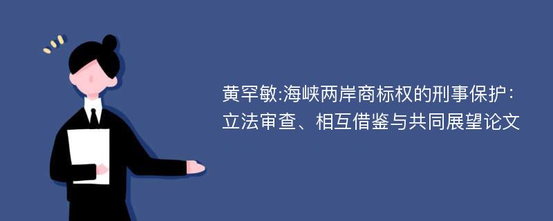 黄罕敏:海峡两岸商标权的刑事保护：立法审查、相互借鉴与共同展望论文