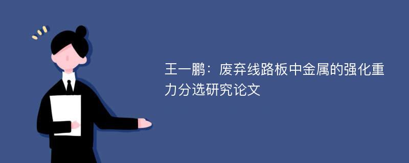 王一鹏：废弃线路板中金属的强化重力分选研究论文