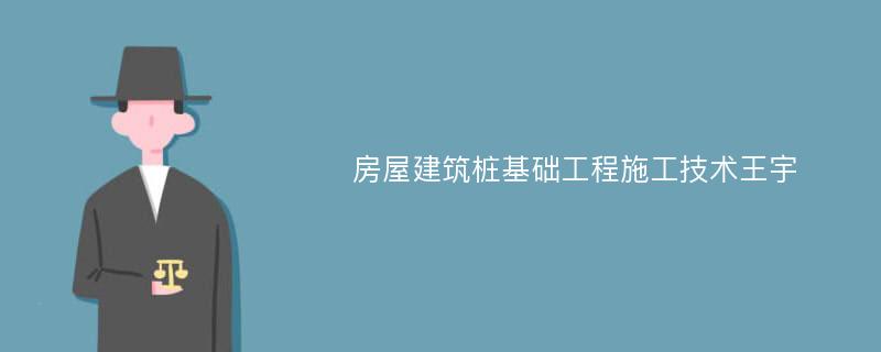 房屋建筑桩基础工程施工技术王宇