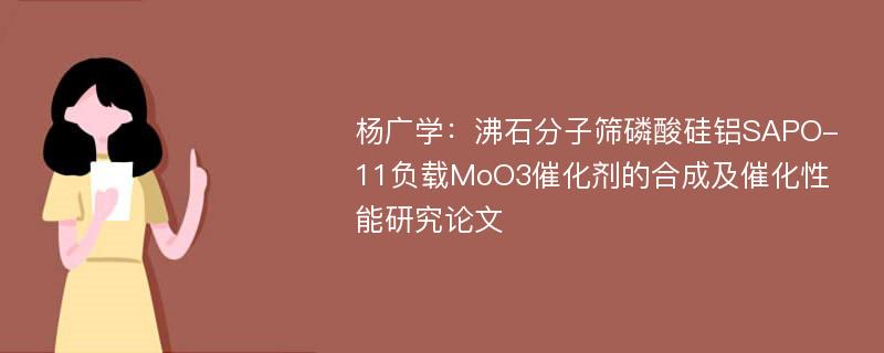 杨广学：沸石分子筛磷酸硅铝SAPO-11负载MoO3催化剂的合成及催化性能研究论文