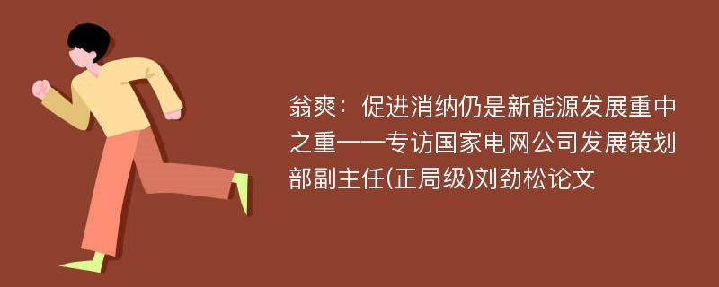 翁爽：促进消纳仍是新能源发展重中之重——专访国家电网公司发展策划部副主任(正局级)刘劲松论文