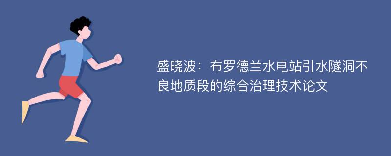 盛晓波：布罗德兰水电站引水隧洞不良地质段的综合治理技术论文