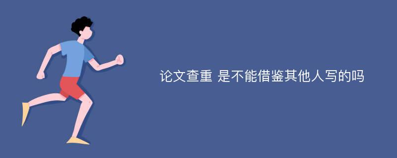 论文查重 是不能借鉴其他人写的吗