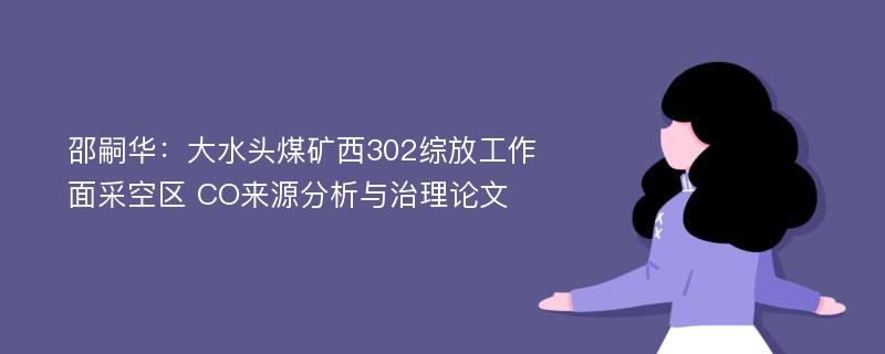 邵嗣华：大水头煤矿西302综放工作面采空区 CO来源分析与治理论文