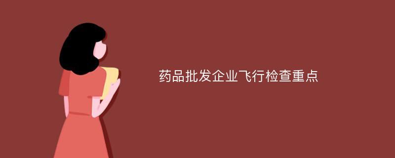 药品批发企业飞行检查重点