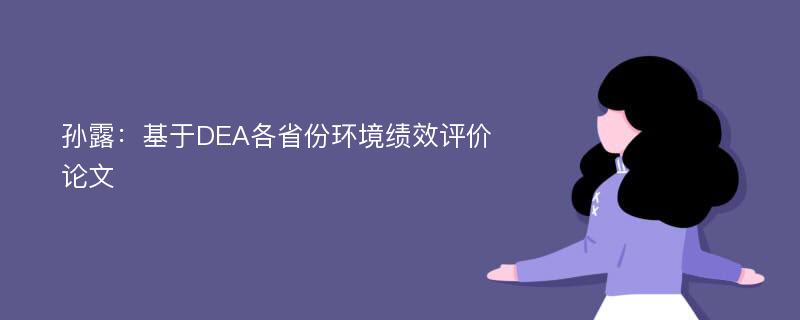 孙露：基于DEA各省份环境绩效评价论文