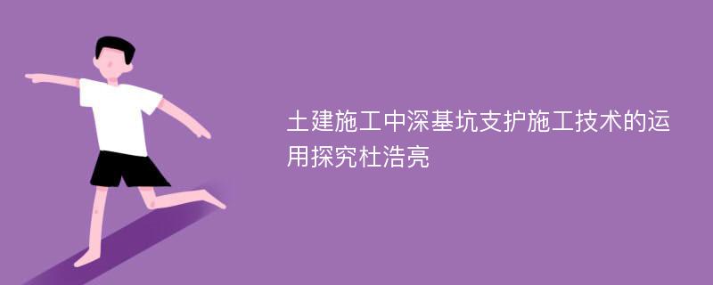 土建施工中深基坑支护施工技术的运用探究杜浩亮