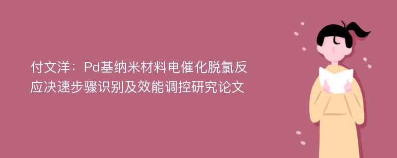 付文洋：Pd基纳米材料电催化脱氯反应决速步骤识别及效能调控研究论文