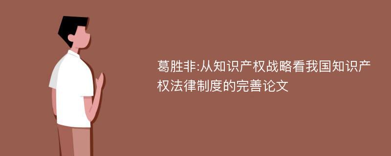 葛胜非:从知识产权战略看我国知识产权法律制度的完善论文