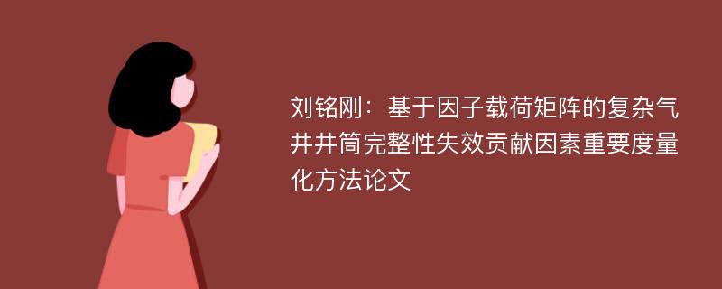 刘铭刚：基于因子载荷矩阵的复杂气井井筒完整性失效贡献因素重要度量化方法论文