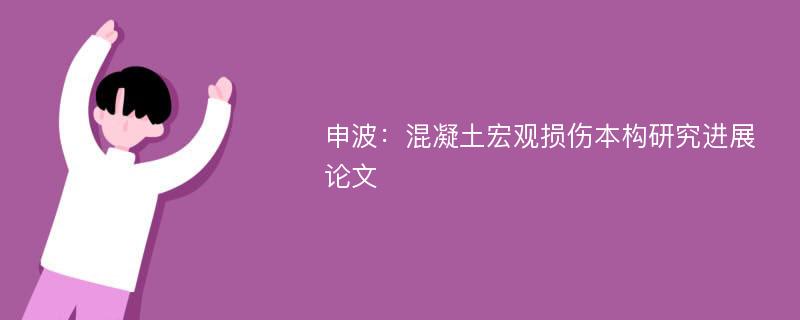 申波：混凝土宏观损伤本构研究进展论文