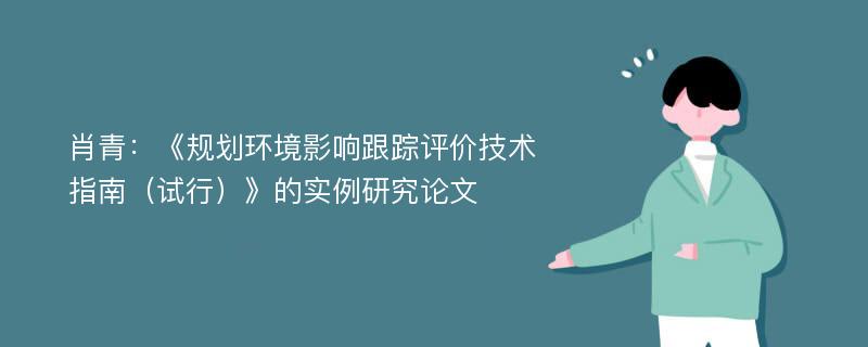 肖青：《规划环境影响跟踪评价技术指南（试行）》的实例研究论文