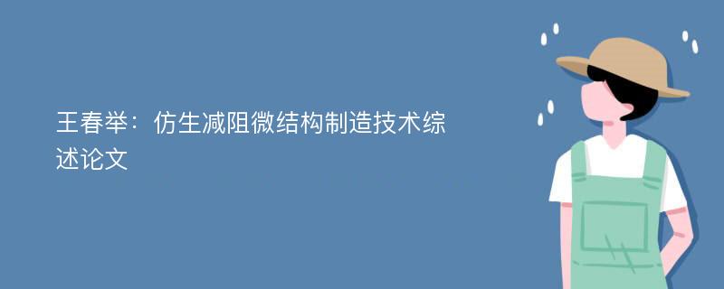 王春举：仿生减阻微结构制造技术综述论文