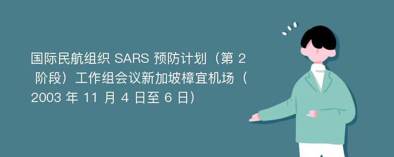 国际民航组织 SARS 预防计划（第 2 阶段）工作组会议新加坡樟宜机场（2003 年 11 月 4 日至 6 日）