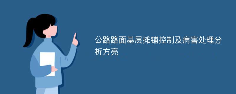 公路路面基层摊铺控制及病害处理分析方亮