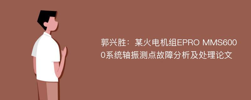 郭兴胜：某火电机组EPRO MMS6000系统轴振测点故障分析及处理论文