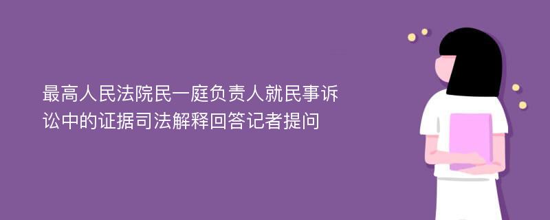 最高人民法院民一庭负责人就民事诉讼中的证据司法解释回答记者提问