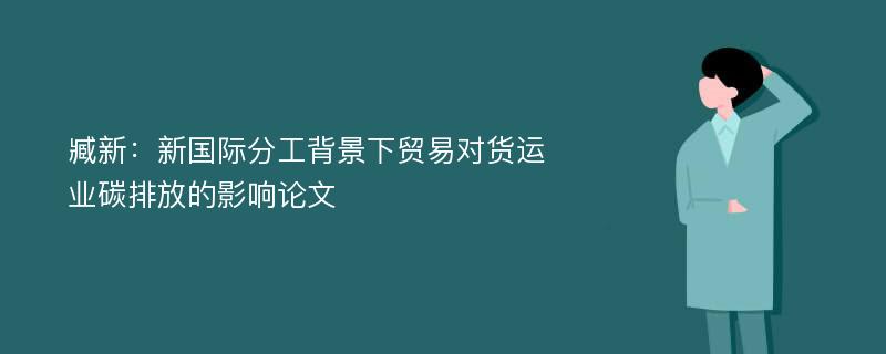 臧新：新国际分工背景下贸易对货运业碳排放的影响论文