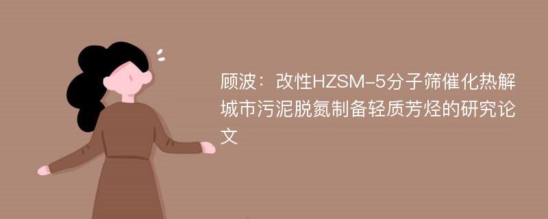 顾波：改性HZSM-5分子筛催化热解城市污泥脱氮制备轻质芳烃的研究论文