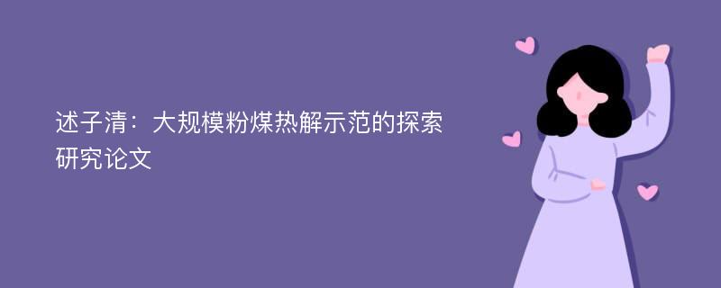 述子清：大规模粉煤热解示范的探索研究论文