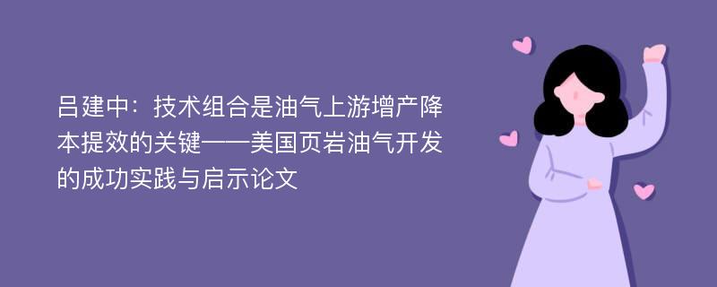 吕建中：技术组合是油气上游增产降本提效的关键——美国页岩油气开发的成功实践与启示论文