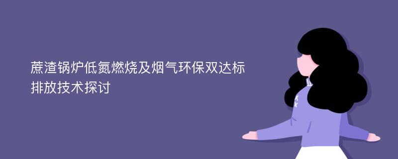 蔗渣锅炉低氮燃烧及烟气环保双达标排放技术探讨