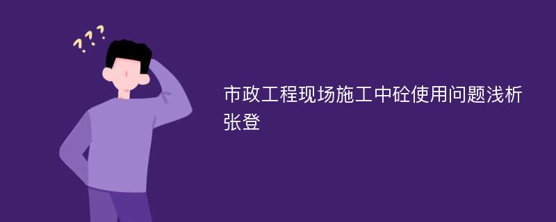 市政工程现场施工中砼使用问题浅析张登