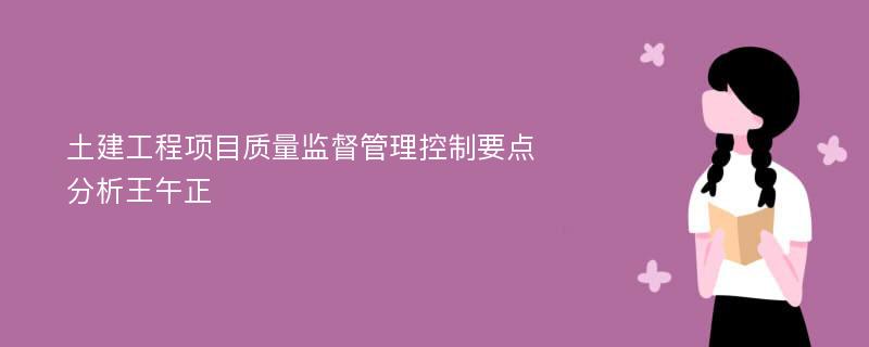 土建工程项目质量监督管理控制要点分析王午正