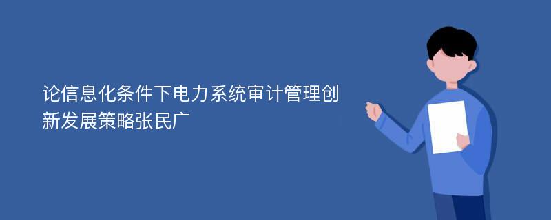 论信息化条件下电力系统审计管理创新发展策略张民广