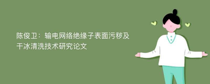 陈俊卫：输电网络绝缘子表面污秽及干冰清洗技术研究论文