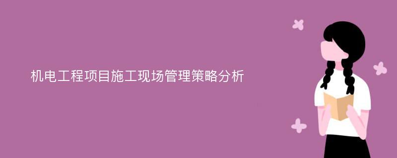 机电工程项目施工现场管理策略分析