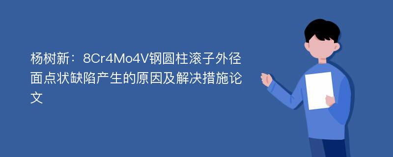 杨树新：8Cr4Mo4V钢圆柱滚子外径面点状缺陷产生的原因及解决措施论文