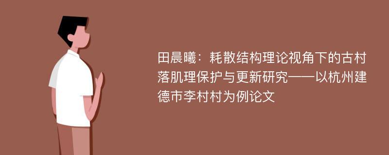 田晨曦：耗散结构理论视角下的古村落肌理保护与更新研究——以杭州建德市李村村为例论文