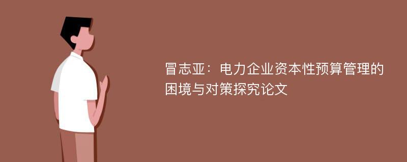 冒志亚：电力企业资本性预算管理的困境与对策探究论文