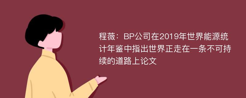 程薇：BP公司在2019年世界能源统计年鉴中指出世界正走在一条不可持续的道路上论文