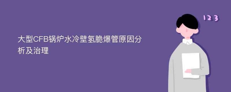 大型CFB锅炉水冷壁氢脆爆管原因分析及治理