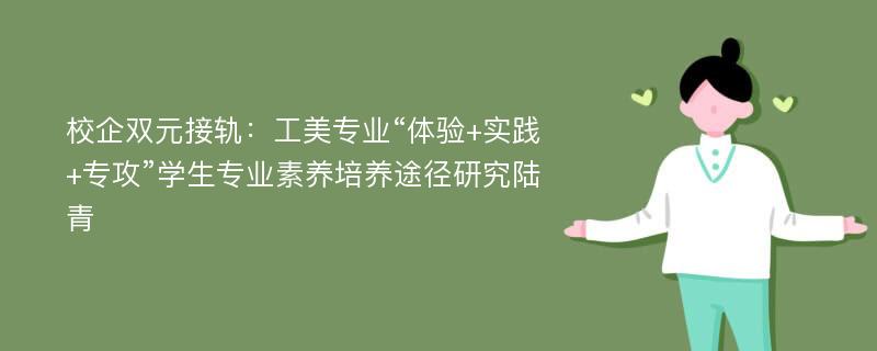 校企双元接轨：工美专业“体验+实践+专攻”学生专业素养培养途径研究陆青