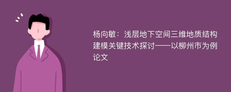 杨向敏：浅层地下空间三维地质结构建模关键技术探讨——以柳州市为例论文