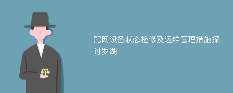 配网设备状态检修及运维管理措施探讨罗湖