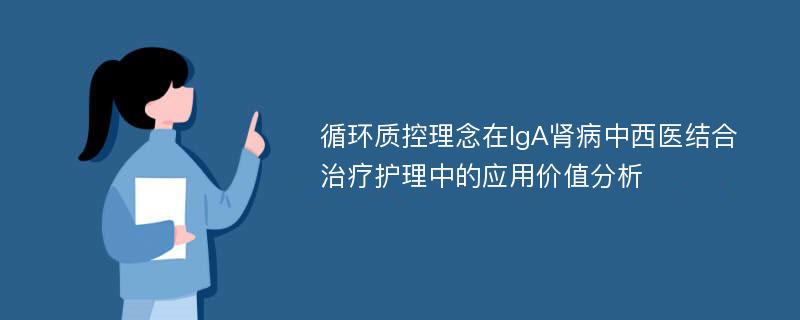 循环质控理念在IgA肾病中西医结合治疗护理中的应用价值分析