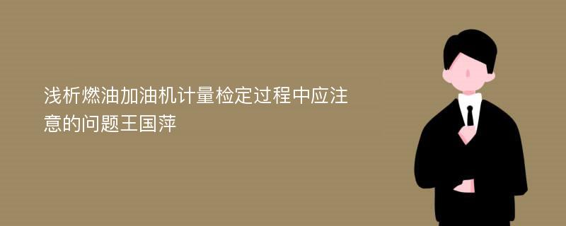 浅析燃油加油机计量检定过程中应注意的问题王国萍