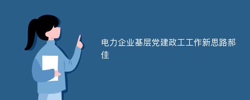 电力企业基层党建政工工作新思路郝佳