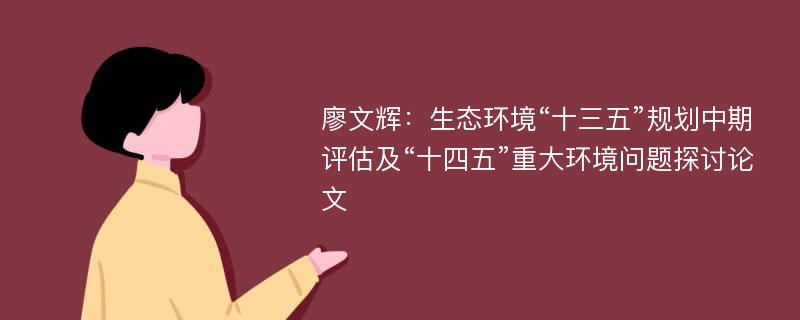 廖文辉：生态环境“十三五”规划中期评估及“十四五”重大环境问题探讨论文