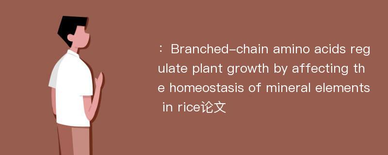 ：Branched-chain amino acids regulate plant growth by affecting the homeostasis of mineral elements in rice论文