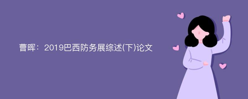 曹晖：2019巴西防务展综述(下)论文