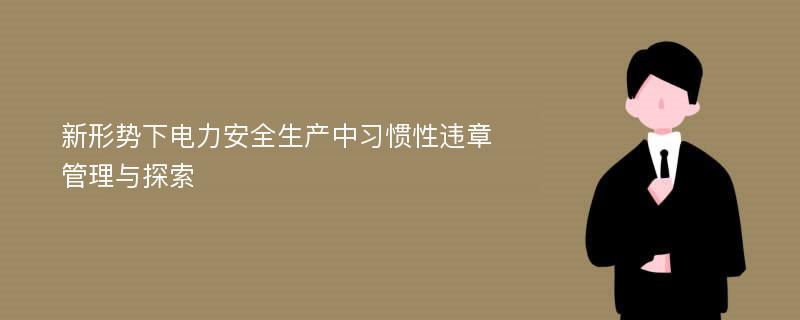 新形势下电力安全生产中习惯性违章管理与探索