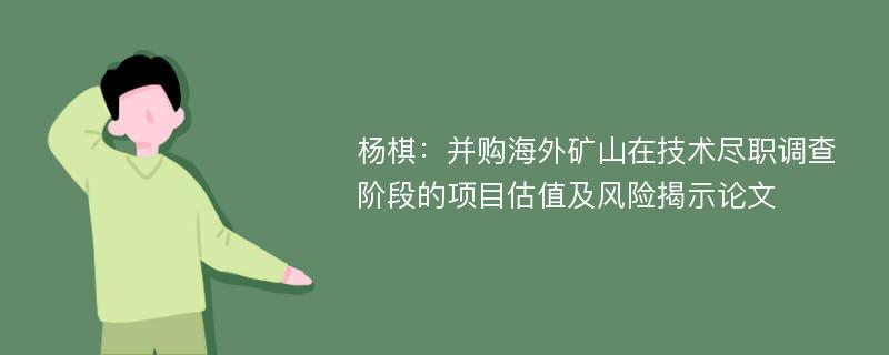 杨棋：并购海外矿山在技术尽职调查阶段的项目估值及风险揭示论文