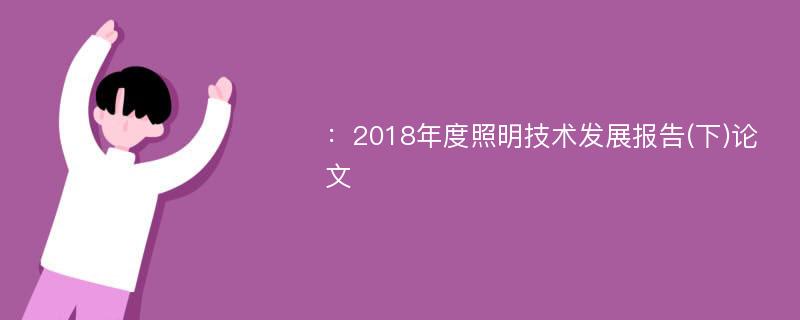 ：2018年度照明技术发展报告(下)论文