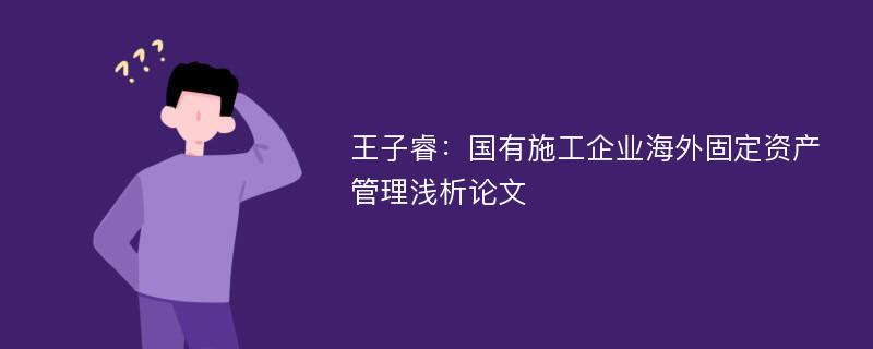 王子睿：国有施工企业海外固定资产管理浅析论文