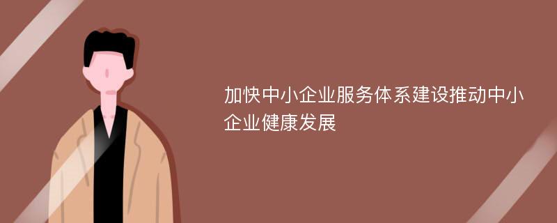 加快中小企业服务体系建设推动中小企业健康发展